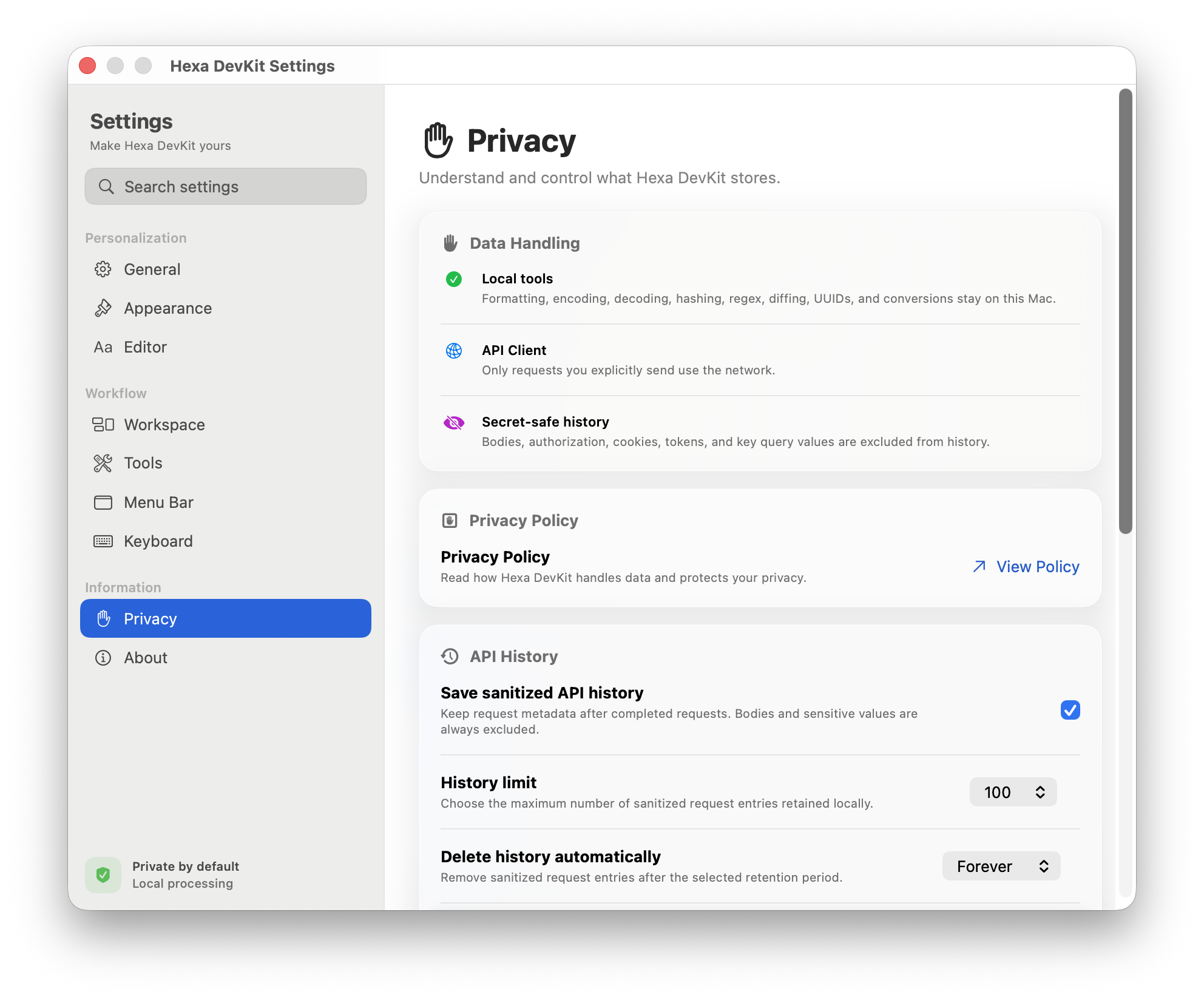 Privacy controls